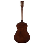Gretsch Jim Dandy Concert acoustic guitar with walnut fingerboard in Rex Burst finish, showcasing its body and detailed wood grain.
