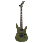 Jackson American Series Soloist SL2 MG electric guitar with matte Army Drab finish and ebony fingerboard, showcasing its sleek design.