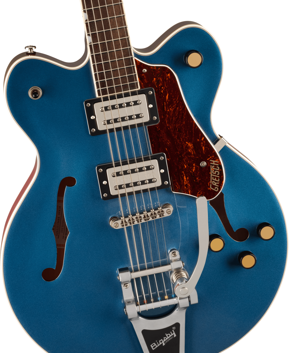 Gretsch G2622T Streamliner Center Block electric guitar in Dark Denim with dual humbuckers and chrome hardware.