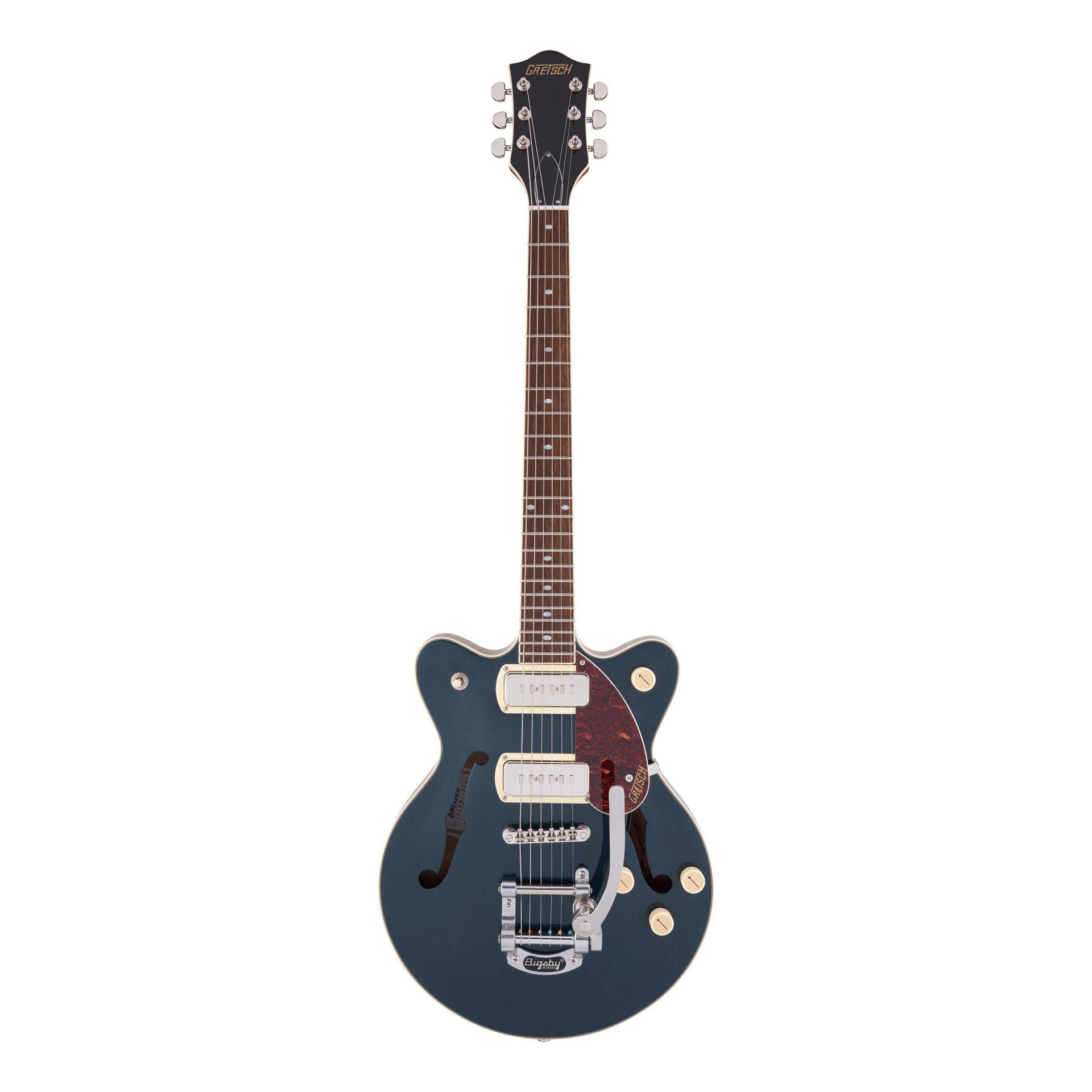 Gretsch G2655T-P90 Streamliner Electric Guitar with Bigsby in Midnight Sapphire on Vintage Mahogany Stain