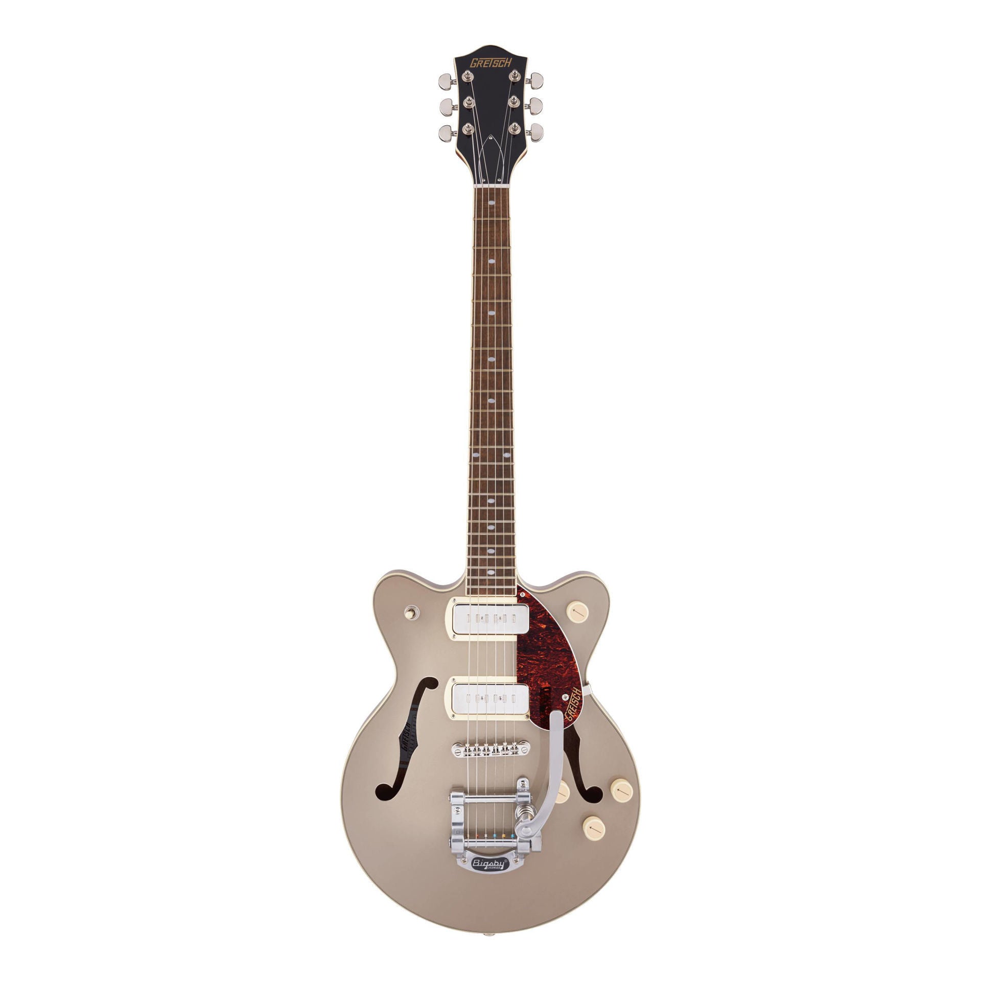 Gretsch G2655T-P90 Streamliner Electric Guitar with Bigsby in Sahara Metallic on Vintage Mahogany Stain