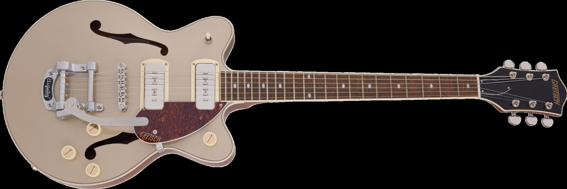Gretsch G2655T-P90 Streamliner Electric Guitar with Bigsby in Sahara Metallic on Vintage Mahogany Stain