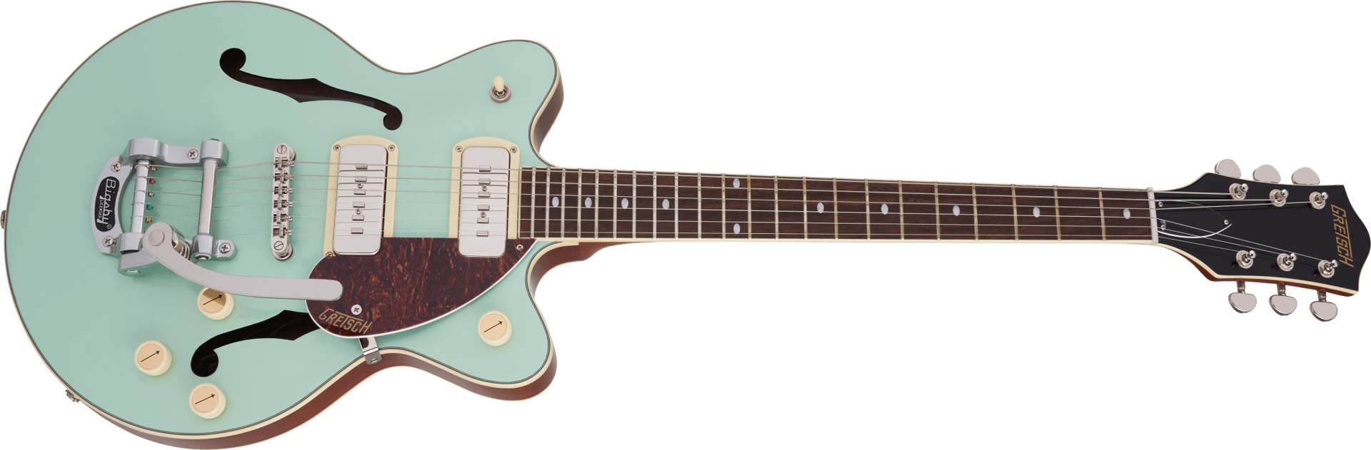 Gretsch G2655T-P90 Streamliner Electric Guitar in Mint Metallic on Vintage Mahogany Stain