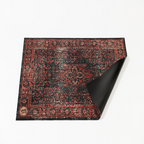 DRUMnBASE VP130 black and red stage mat for drum hardware, measuring 130cm by 90cm, with textured surface and reinforced edges.