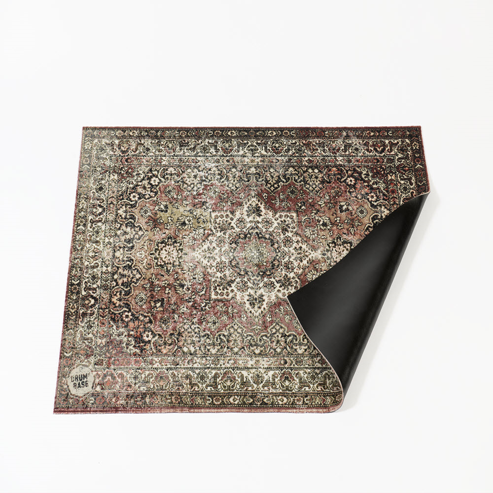 DRUMnBASE VP130 Classic Worn Stage Mat for drum hardware, 130cm x 90cm, with a textured, vintage-style surface.