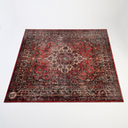 DRUMnBASE VP185 red stage mat measuring 185cm x 160cm, designed for drum hardware and accessories.