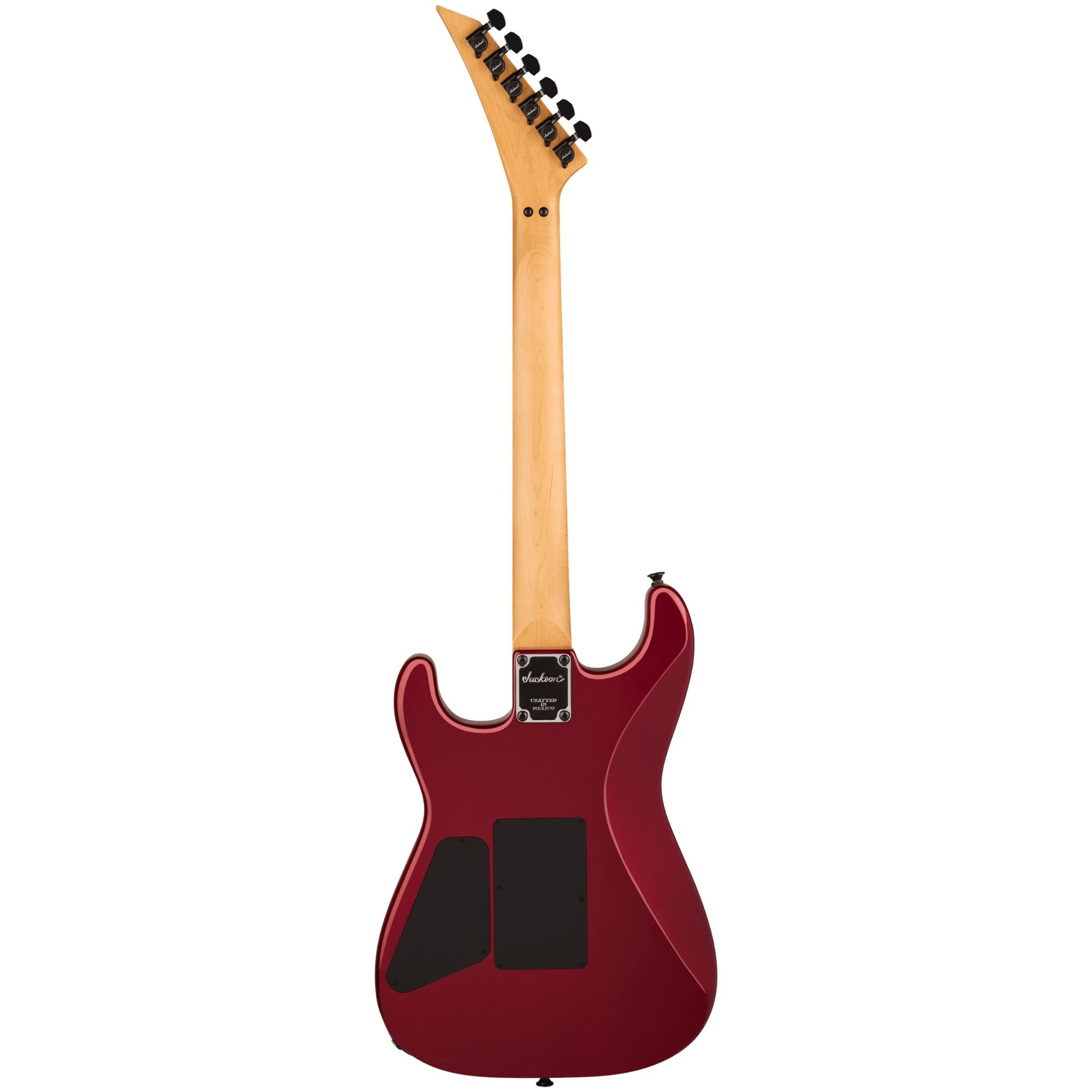 Jackson Pro Origins 1985 San Dimas SD1 HH electric guitar in Candy Apple Red with maple fingerboard and dual humbucking pickups.