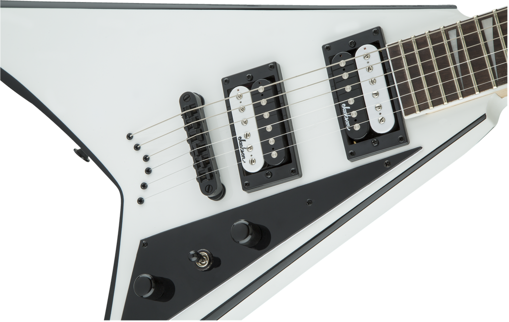 Jackson JS Series Rhoads JS32T, Amaranth Fingerboard, White with Black Bevels