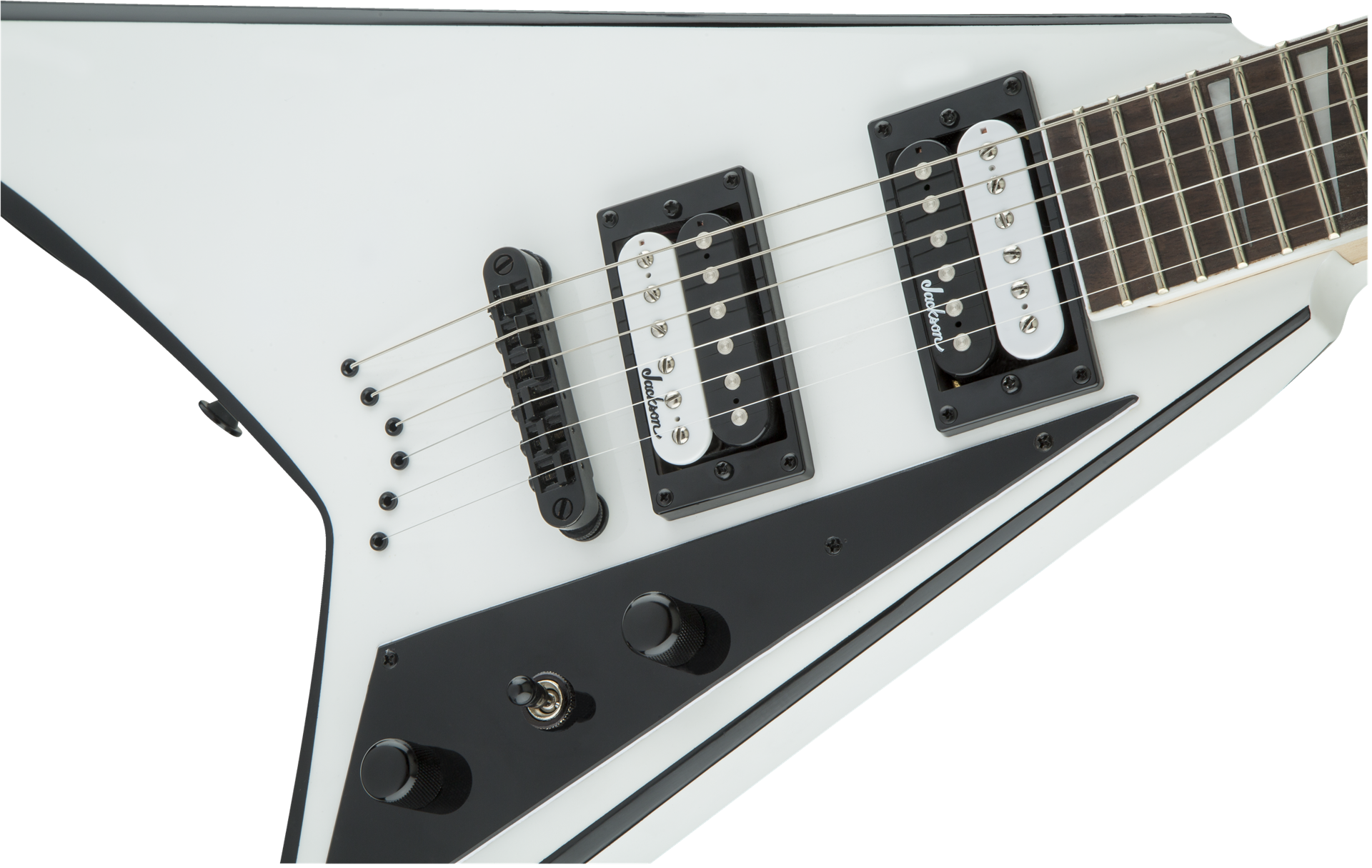 Jackson JS Series Rhoads JS32T, Amaranth Fingerboard, White with Black Bevels