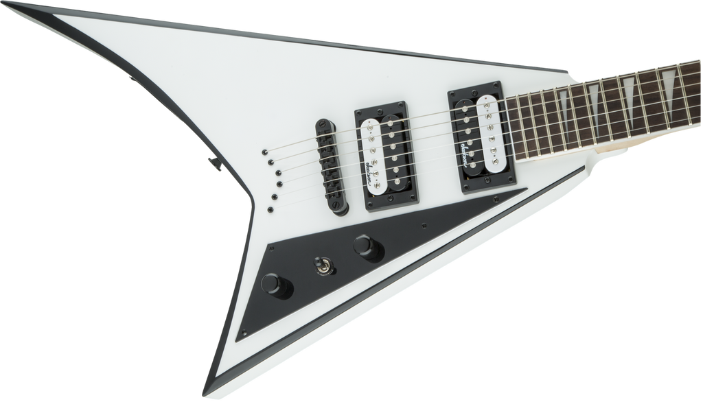 Jackson JS Series Rhoads JS32T, Amaranth Fingerboard, White with Black Bevels