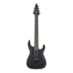 Jackson JS22-7 Dinky 7-string electric guitar with black gloss finish and amaranth fingerboard, showcasing sleek guitar body and neck.