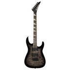 Jackson JS Series Dinky JS20 DKQ electric guitar with transparent black finish and amaranth fingerboard.