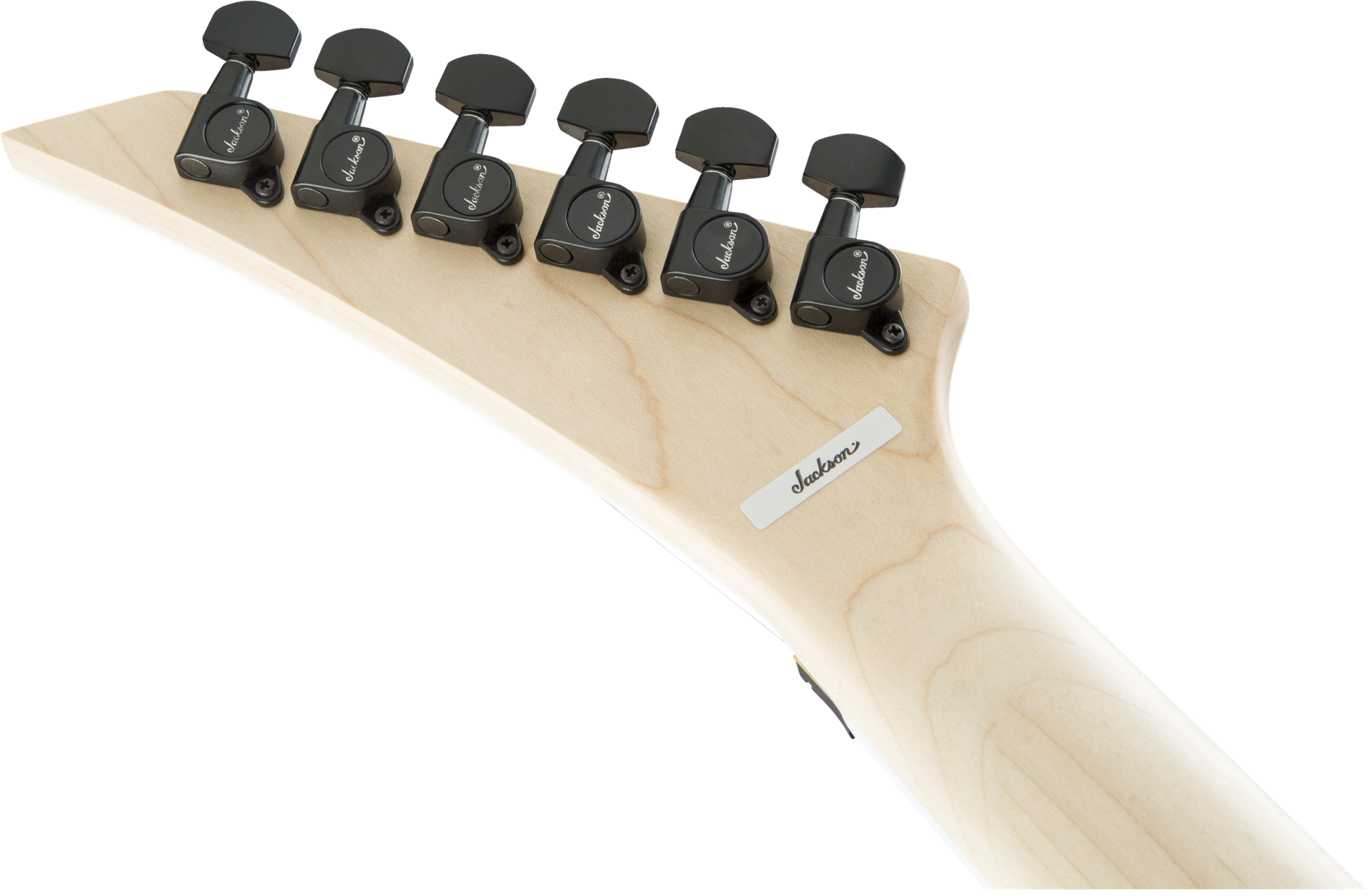 Jackson JS Series King V JS32 electric guitar with white body, black bevels, and amaranth fingerboard, showcasing its sleek design.