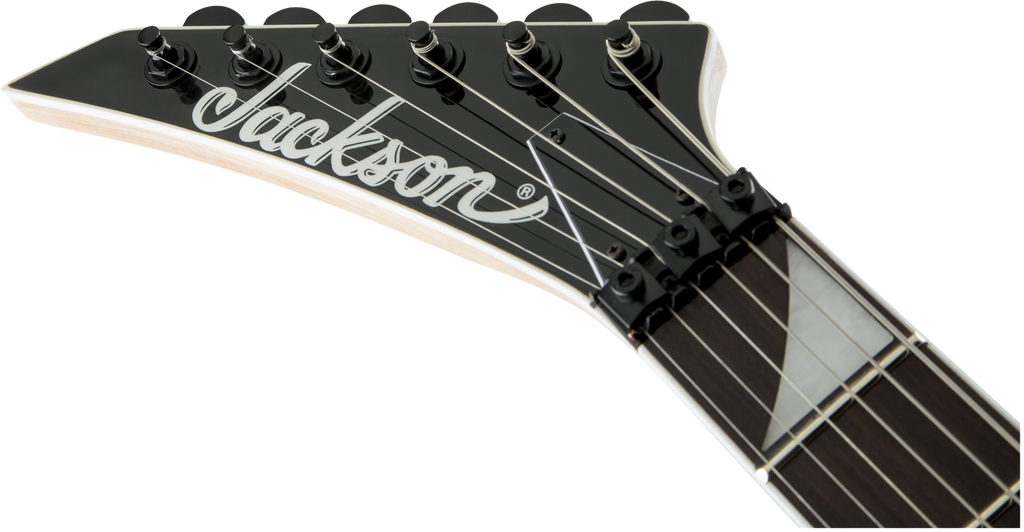 Jackson JS Series Dinky JS32 DKA LH electric guitar with bright blue finish and amaranth fingerboard, showcasing its sleek arch top design.