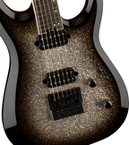Jackson Pro Plus Series Dinky Modern Evertune 6-string electric guitar in silver sparkle finish, with sleek body and modern design.