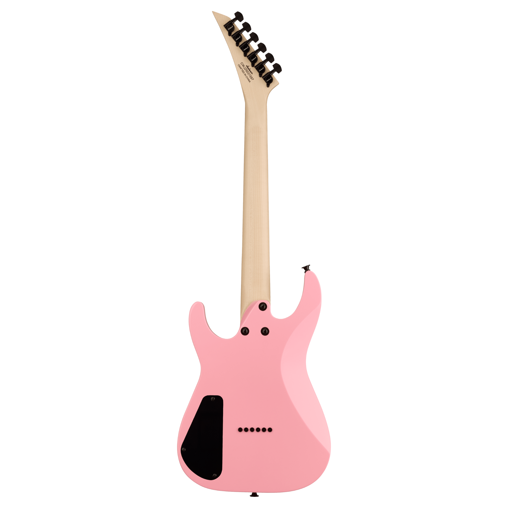 Jackson JS Series Dinky Minion JS1XM electric guitar in Bubble Gum Pink with maple fingerboard, compact body and stylish design.
