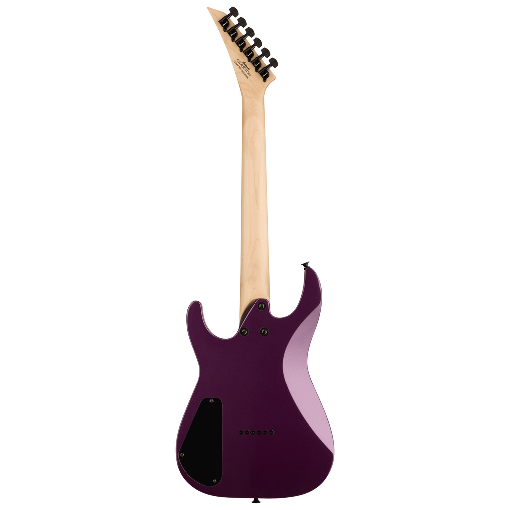 Jackson JS Series Dinky Minion JS1X electric guitar in Amaranth FB Pavo Purple with a sleek body and modern design.