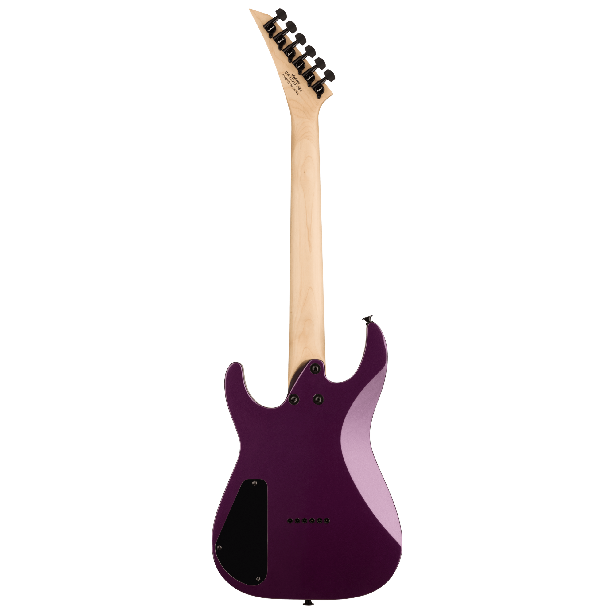 Jackson JS Series Dinky Minion JS1X electric guitar in Amaranth FB Pavo Purple with a sleek body and modern design.