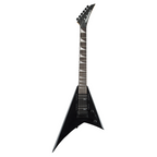 Jackson JS1X Series RR Minion electric guitar in satin black with amaranth fingerboard, showcasing its compact body and sleek finish.