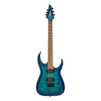 Jackson HT6QM Pro Series Misha Mansoor Juggernaut electric guitar with caramelized maple fingerboard and chlorine burst finish.