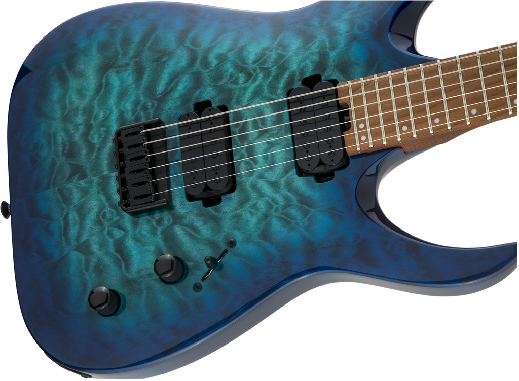Jackson HT6QM Pro Series signature electric guitar with caramelized maple fingerboard and chlorine burst finish.