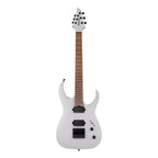 Jackson Pro Series Misha Mansoor ET6 electric guitar in Porsche Caulk finish, showcasing its sleek body and signature design.