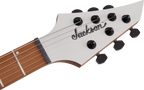Jackson Pro Series Misha Mansoor ET6 electric guitar in Porsche Caulk finish, showcasing its sleek body and hardware details.