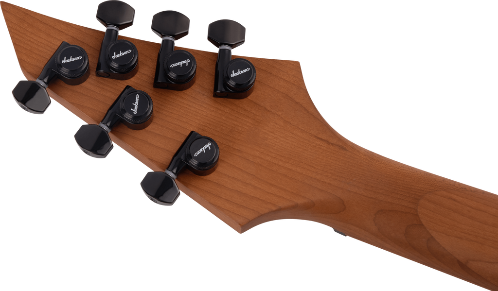 Jackson Pro Series Misha Mansoor ET6 electric guitar in Porsche Caulk finish, showcasing sleek body and modern design.