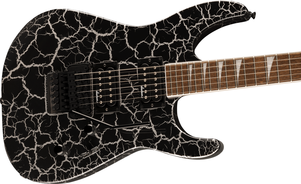 Jackson X Series Soloist SLX DX Laurel FB electric guitar in Silver Mercury Crackle finish, showcasing sleek body and modern design.