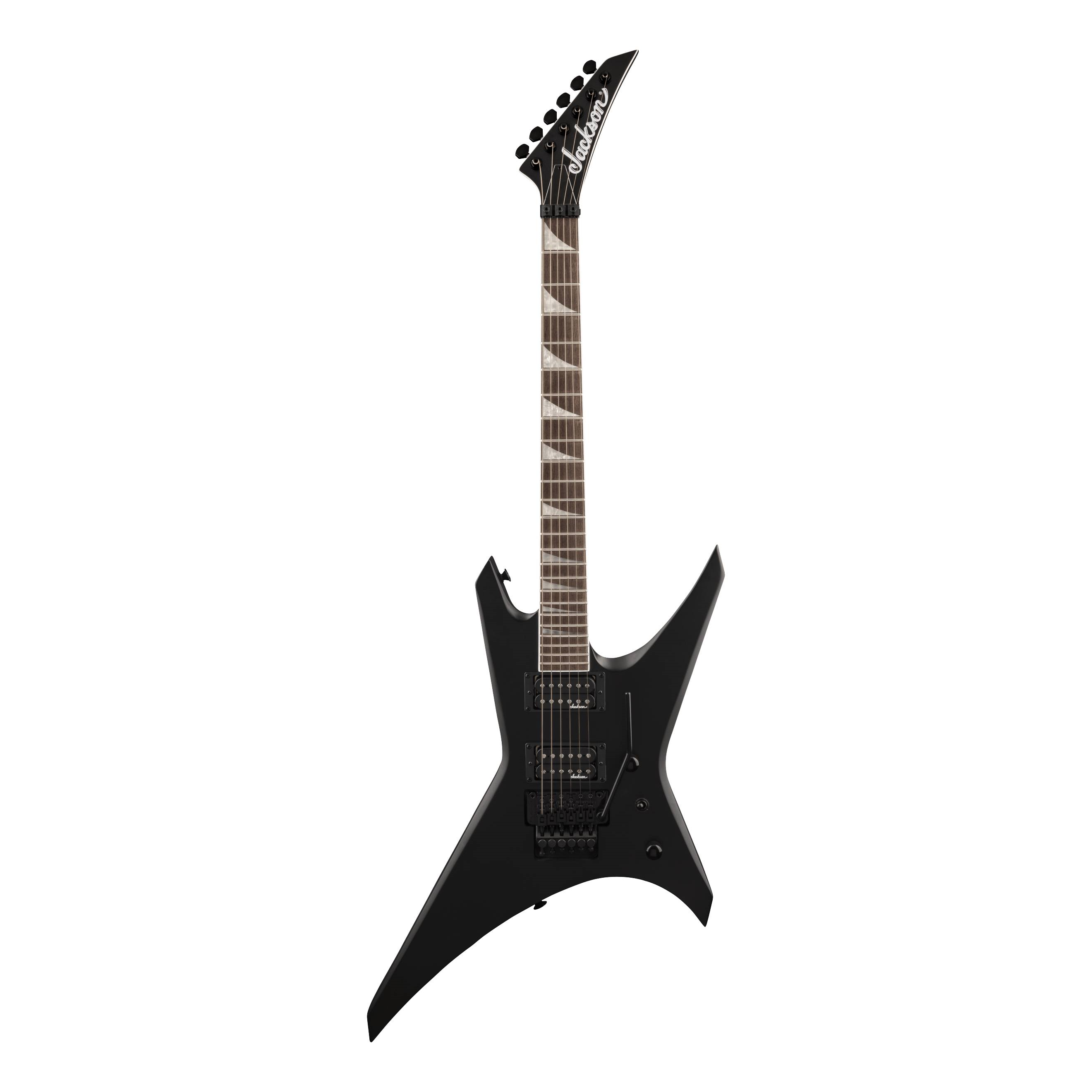 Jackson X Series WRX24 Warrior electric guitar with satin black finish and laurel fingerboard, showcasing a sleek, modern design.