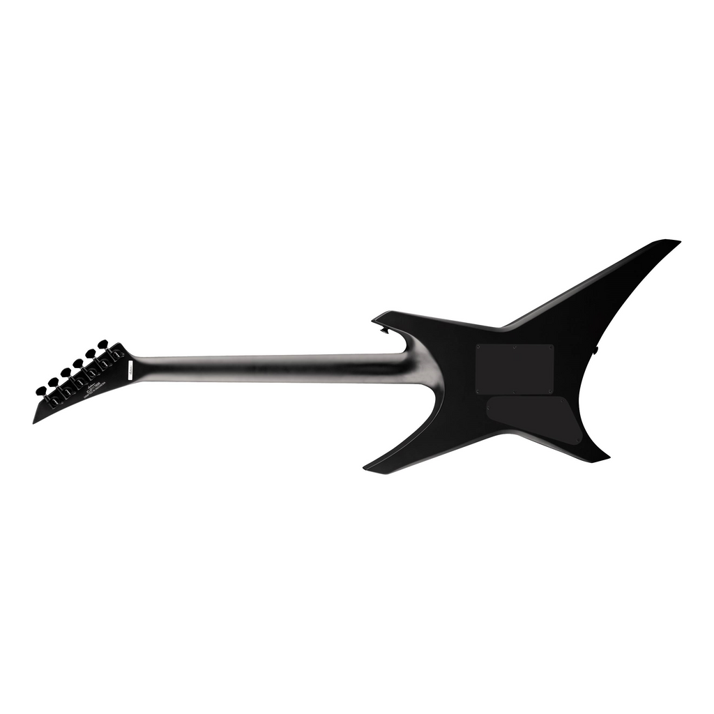 Jackson X Series WRX24 Warrior electric guitar with black satin finish and laurel fingerboard, showcasing its sleek design.