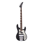 Jackson X Series BXDX IV concert bass guitar in glossy black finish, with sleek body and four string design.