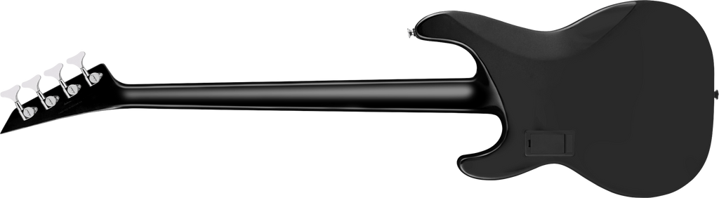 Jackson X Series BXDX IV concert bass guitar in glossy black, featuring a sleek body and four-string design.