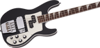 Jackson X Series BXDX IV concert bass guitar in glossy black finish, featuring sleek body and four-string design.