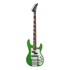 Jackson X Series CBXDX IV concert bass guitar in Absynthe Frost finish with sleek body and four strings, showcasing modern design.