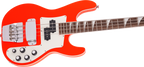 Jackson X Series CBXDX IV concert bass guitar in vibrant Rocket Red, featuring sleek body and four-string design.