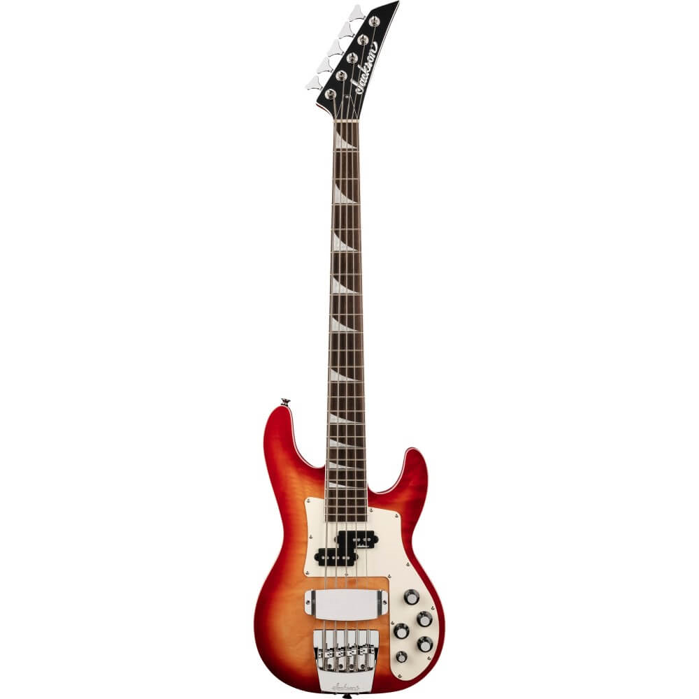 Jackson X Series Concert Electric Bass Guitar CBXNT DX V in fireburst finish, featuring a sleek body and four-string design.