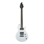 Jackson JS22 Monarkh SC electric guitar with amaranth fingerboard in snow white, showcasing its sleek body and detailed hardware.