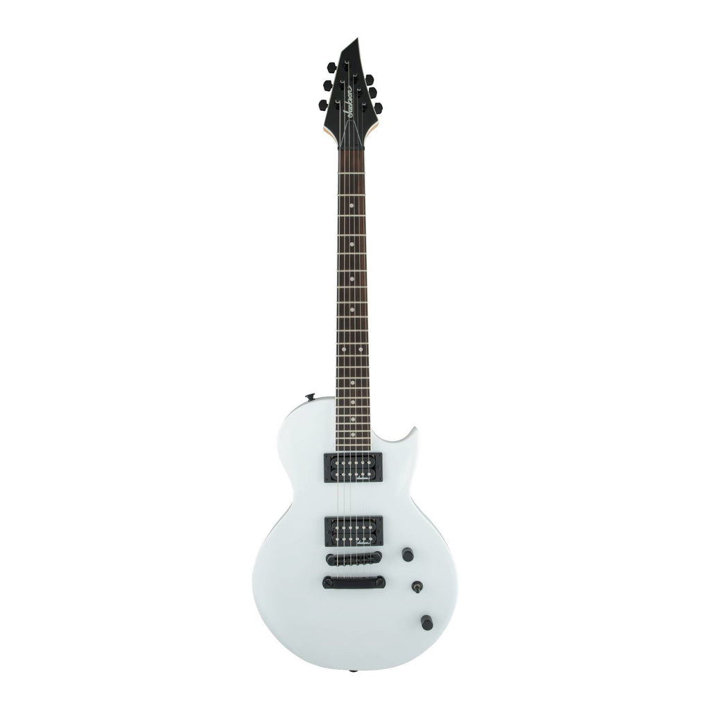 Jackson JS22 Monarkh SC electric guitar with amaranth fingerboard in snow white, showcasing the sleek body and modern design.