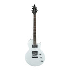 Jackson JS22 Monarkh SC electric guitar with amaranth fingerboard in snow white, showcasing the sleek body and modern design.
