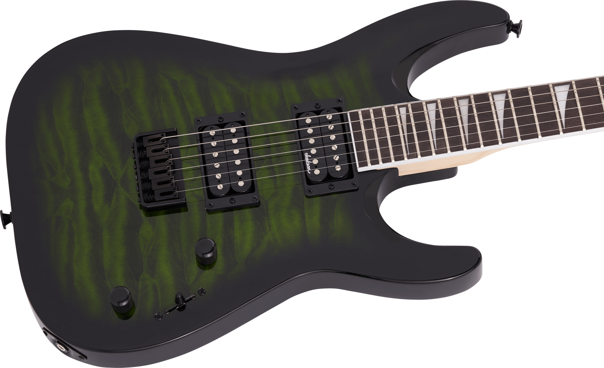 Jackson JS Series Dinky Arch Top JS32Q DKA HT Electric Guitar with Amaranth Fingerboard in Transparent Green Burst