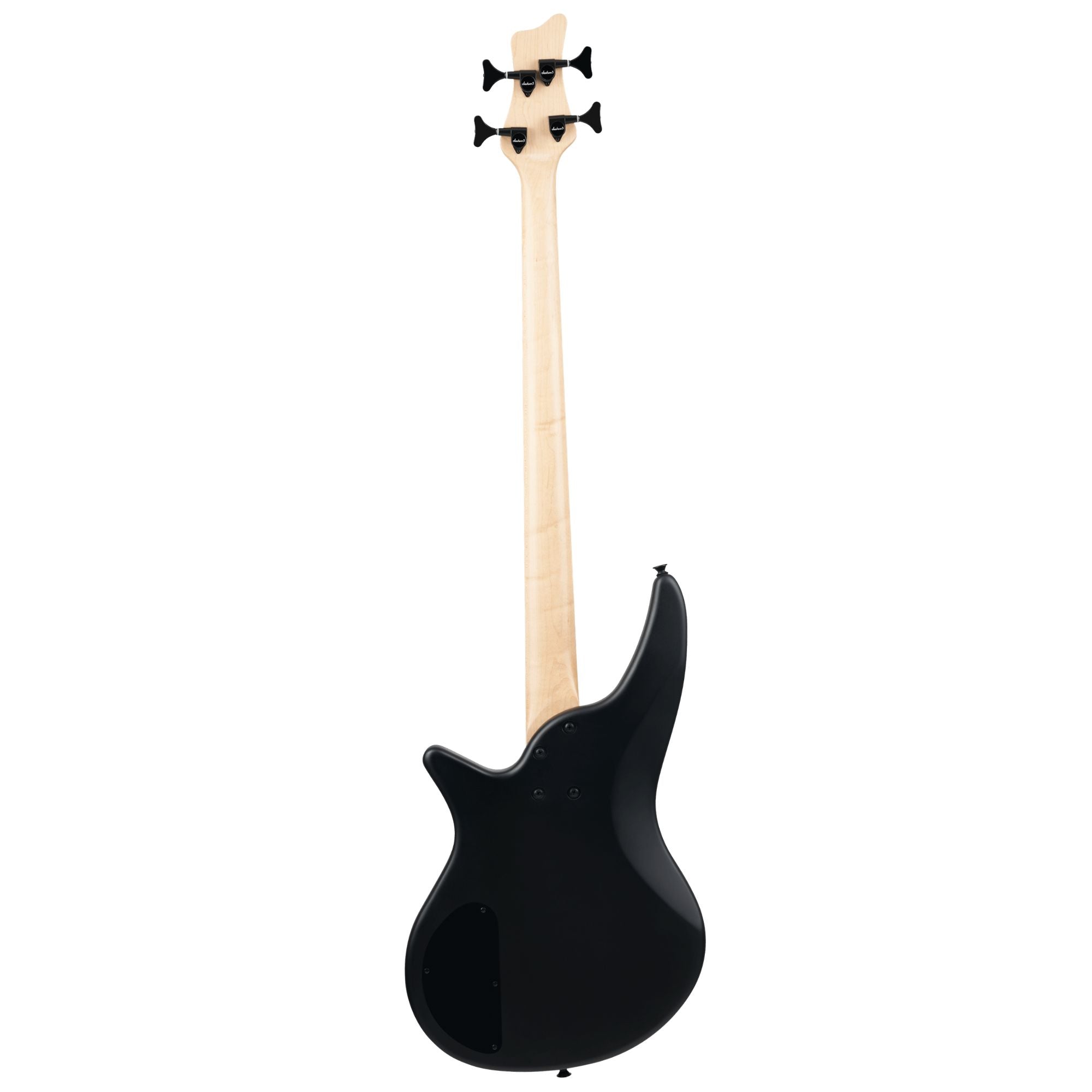 Jackson JS Series Spectra Bass JS2 with Laurel fingerboard in satin black, featuring a sleek bass guitar design and modern hardware.