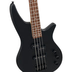 Jackson JS Series Spectra Bass JS2 with satin black finish and laurel fingerboard, showcasing the sleek electric bass guitar.