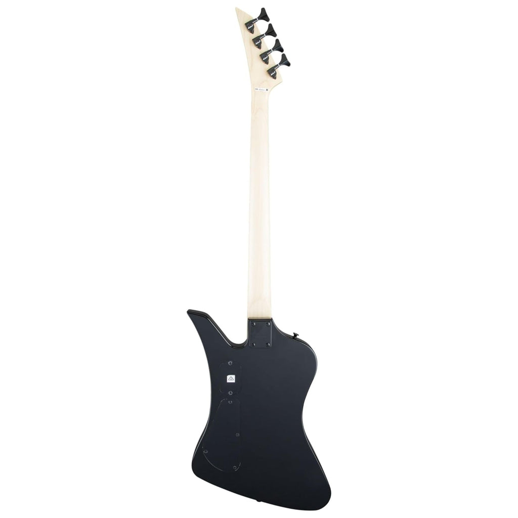 Jackson JS Kelly Bird JS3Q bass guitar with amaranth fingerboard in trans red burst, showcasing its sleek electric bass design.