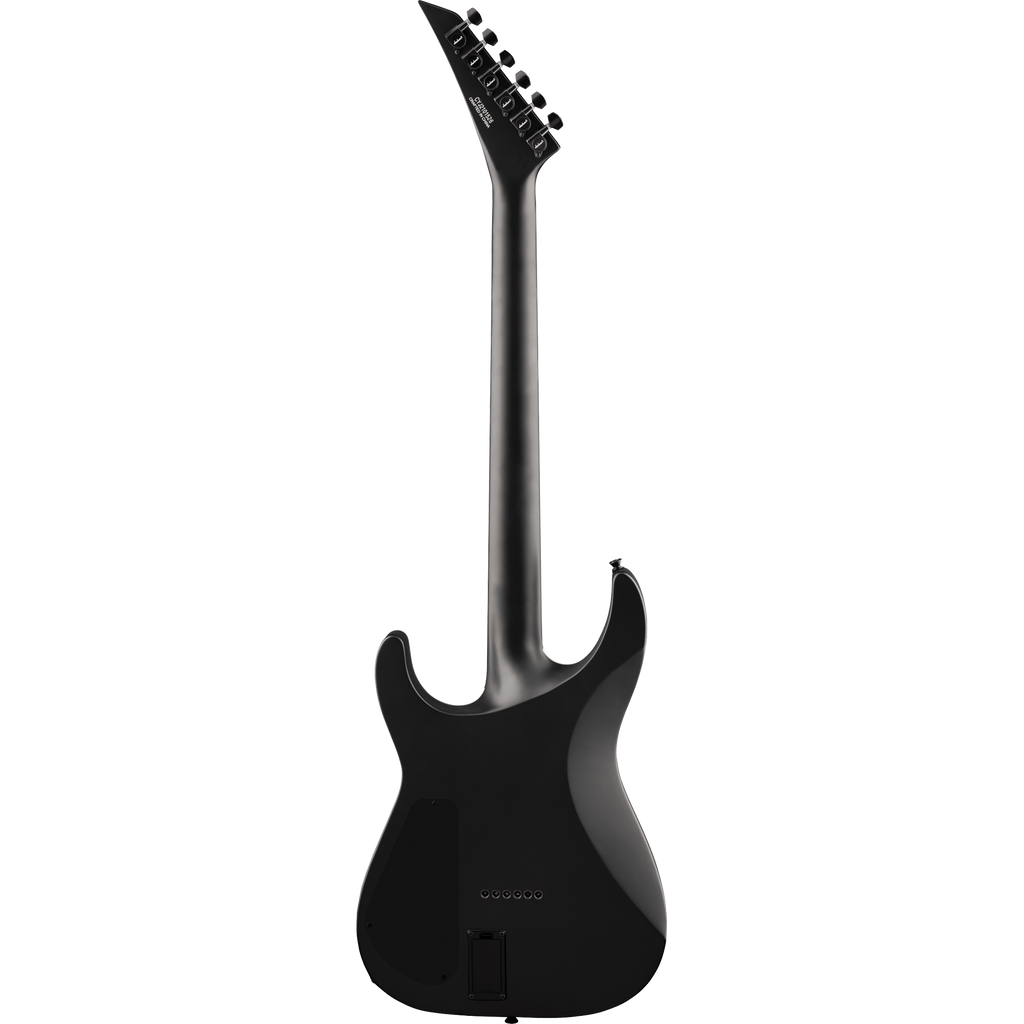 Jackson X Soloist SLA6 DX electric guitar with black satin finish, featuring a sleek body and six-string design.
