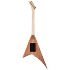 Jackson JS Rhoads MAH JS32 electric guitar with amaranth fingerboard and natural finish, showcasing its sleek body and headstock design.