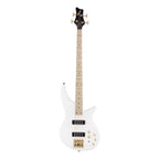 Jackson X Series Spectra SBXM IV bass guitar with snow white finish and maple fingerboard, shown from a front angle.