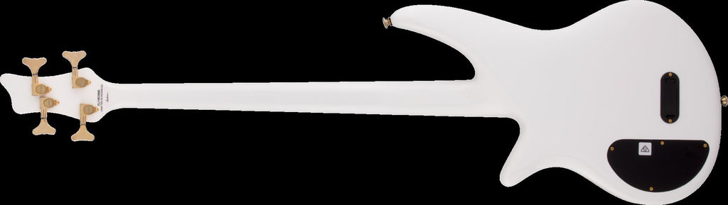 Jackson X Series Spectra SBXM IV bass guitar with maple fingerboard in snow white, featuring a sleek modern design.