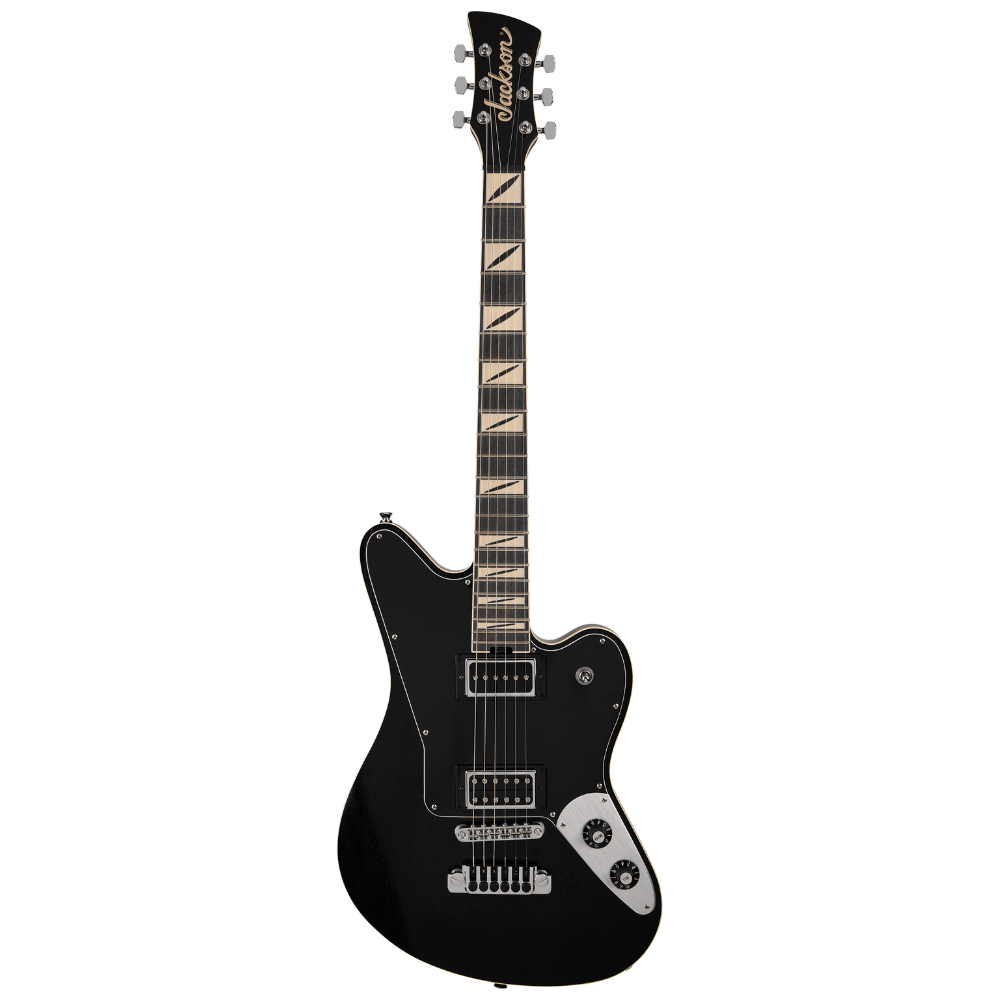 Jackson Pro Series Lee Malia LM-87 electric guitar with open pore black finish, featuring amaranth fingerboard and sleek design.