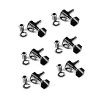 Ibanez 6-in-line die-cast guitar machine heads in Cosmo Black, used for tuning and headstock of electric guitars.
